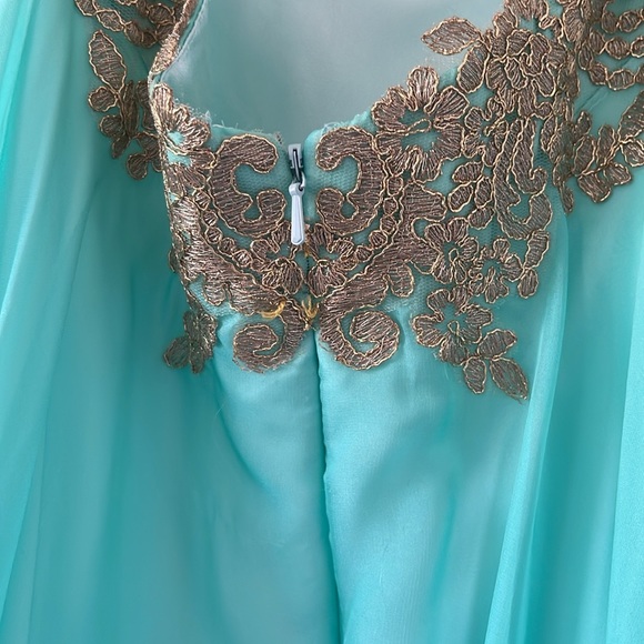 Teal & Gold Princess Jasmine Prom Dress - Picture 9 of 11